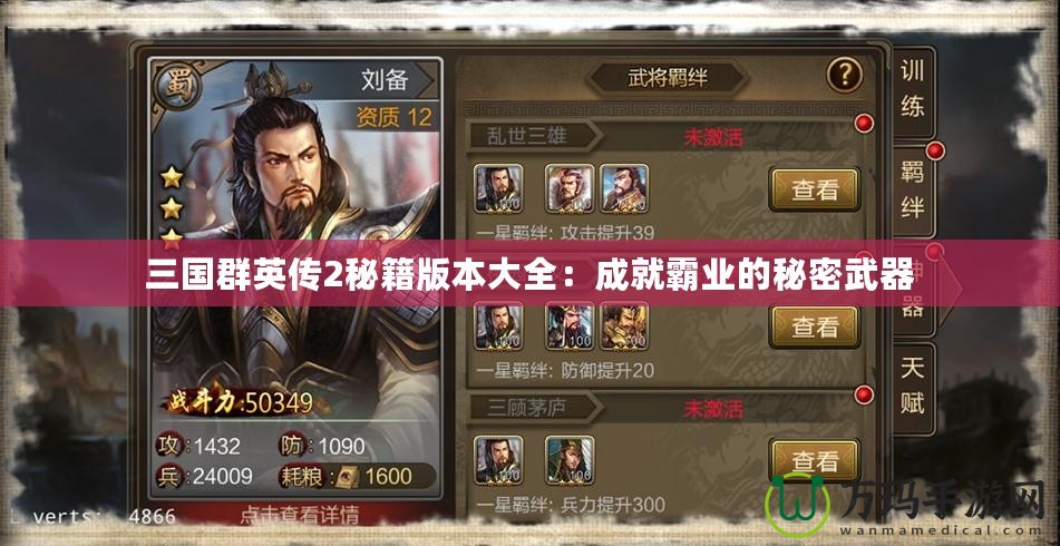 三國群英傳2秘籍版本大全：成就霸業的秘密武器