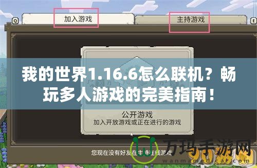我的世界1.16.6怎么聯機？暢玩多人游戲的完美指南！