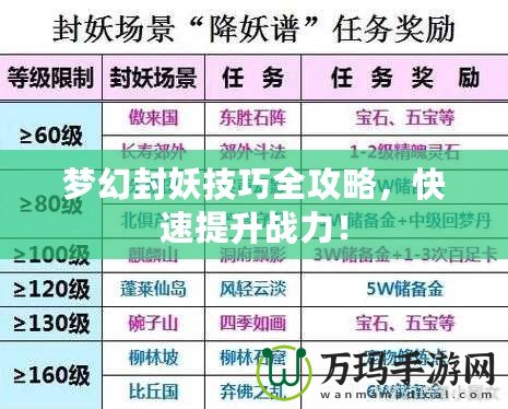 夢幻封妖技巧全攻略，快速提升戰力！